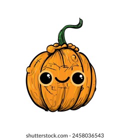 cute smiling halloeen pumpkin - vector illustration	