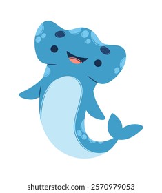 Cute smiling hammerhead fish character