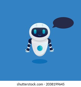 Cute smiling happy bot with speech bubble.vector illustration