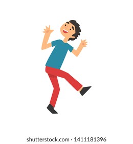 Cute Smiling Happy Boy Having Fun Cartoon Vector Illustration