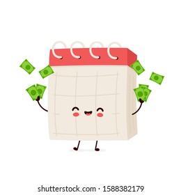 Cute smiling happy desk calendar. Vector flat cartoon character illustration.Isolated on white background. Desk calendar character concept