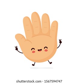 Cute smiling happy human hand. Vector flat cartoon character illustration.Isolated on white background. Human hand character concept