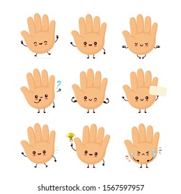 Cute smiling happy human hand set collection. Vector flat cartoon character illustration.Isolated on white background. Human hand character bundle concept