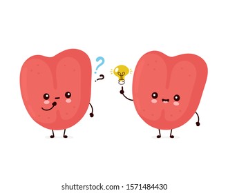 Cute smiling happy human tongue. Vector flat cartoon character illustration.Isolated on white background. Human tongue character concept