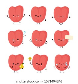 Cute smiling happy human tongue set collection. Vector flat cartoon character illustration.Isolated on white background. Human tongue character bundle concept