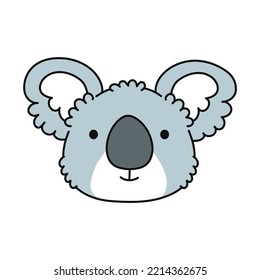 Cute smiling happy koala bear face. Vector cartoon character illustration icon. Isolated on white background. Cute koala head print for t-shirt,logo,card