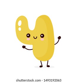 Cute smiling happy number 4. Vector flat cartoon character illustration.Isolated on white background.Number four character concept