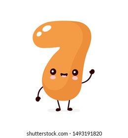 Cute smiling happy number 7. Vector flat cartoon character illustration.Isolated on white background.Number seven character concept