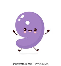 Cute smiling happy number 9. Vector flat cartoon character illustration.Isolated on white background.Number nine character concept