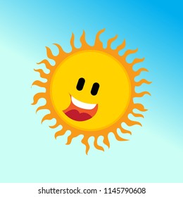 Cute smiling happy sun icon logo design. Shiny bright day happy sun template. Nature concept vector illustration