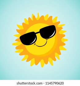 Cute smiling happy sun icon logo design. Shiny bright day happy sun template. Nature concept vector illustration