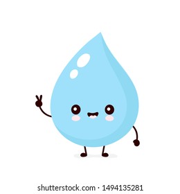 Cute smiling happy water drop. Vector flat cartoon character illustration.Isolated on white background.Water drop character concept