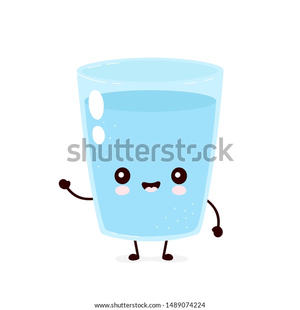 Cute Smiling Happy Water Glass Vector Stock Vector (Royalty Free ...