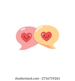 Nette, lächelnde Herzchatblasen symbolisieren Liebe, Romantik, Messaging, Kommunikation und Valentinstag Themen digitale Gespräche.