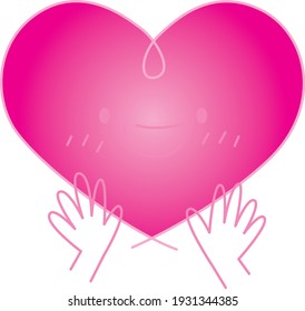 Cute smiling heart and hands 