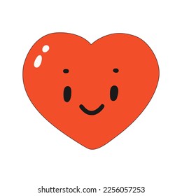 Cute smiling heart icon. Vector illustration of a happy heart isolated on a white background. valentine's day