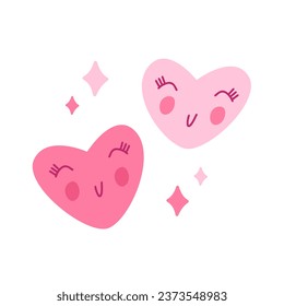 Cáncer de corazones sonrientes. Dibujo plano de caricatura para el día de San Valentín. 