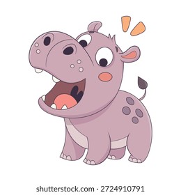 Niedlich lächelnde Hippo Cartoon Vektorgrafik