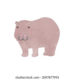 Cute smiling hippo cut illustration