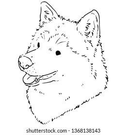 Cute smiling husky outlines 