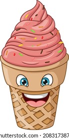 Cute smiling Ice cream cone cartoon character