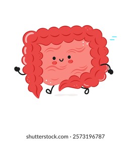 Cute smiling Intestine illustration on white background