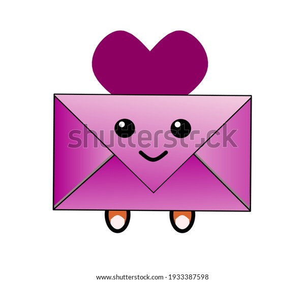 Cute Smiling Kawaii Cartoon Mail Envelope Stock Vector (Royalty Free ...