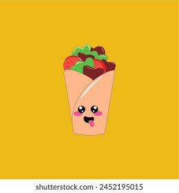 cute smiling kebab vector logo