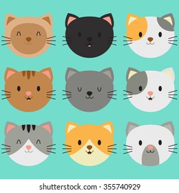 Cute Smiling Kitty Face Collection