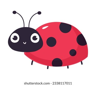 Cute smiling ladybug. Funny little insect cartoon vector illustration