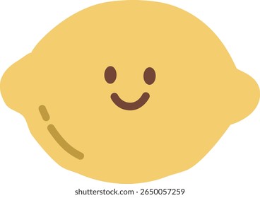 Cute Smiling Lemon Character Illustration, Happy Yellow Citrus Fruit Doodle, Kawaii Summer Refreshment Graphic