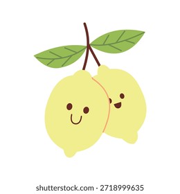 Ilustração de desenho de mão de par de limões sorridente bonito