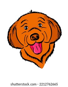 Cute smiling Leonberger puppy. Funny muzzle of a puppy. Sheepdog. Vector, illustration.