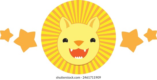 Cute smiling lion with stars