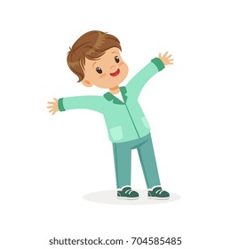 Cute smiling little boy cartoon vector Illustration