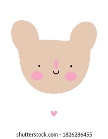 Ilustración del Pequeño Vector de Oso de Coala Sonriente. Arte mural con el bebé Coala al estilo Kawaii aislado en un fondo blanco. Agradable Nursery Art Ideal Para La Decoración, Tarjeta, Afiche.