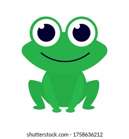 Cute, smiling little frog. Vector cartoon character for children.