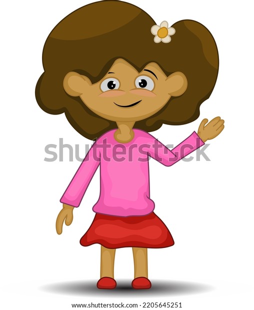 Cute Smiling Little Girl Dressed Pink Stock Vector (Royalty Free ...