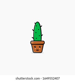 Cute smiling male cartoon cactus character design.