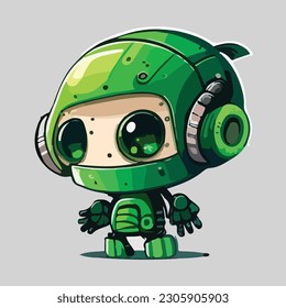 linda mascota sonriente para chatbot futurista de color verde