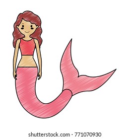 Cute smiling  mermaid icon