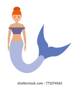 Cute smiling  mermaid icon