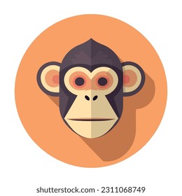 A cute, smiling monkey sitting in nature icon isolated