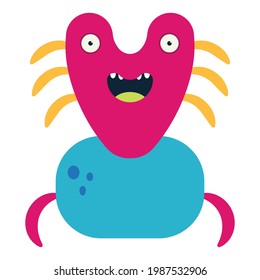 Cute smiling monster vector cartoon character isolated on a white background.