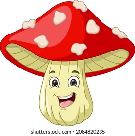 Cute smiling mushroom cartoon character