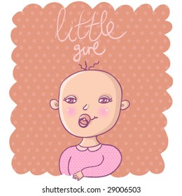 Cute smiling newborn girl in vector