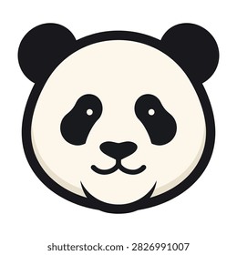 A cute smiling panda face cartoon character with black and white fur looking friendly and approachable