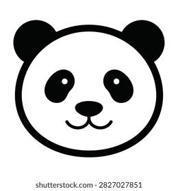 A cute smiling panda face cartoon character with black and white fur looking friendly