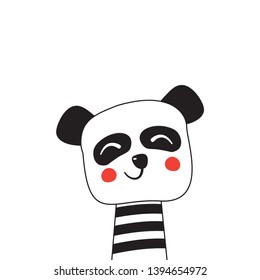 Cute smiling panda isolated on white background. Vector