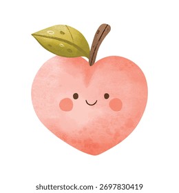 Carácter sonriente lindo de la fruta del melocotón